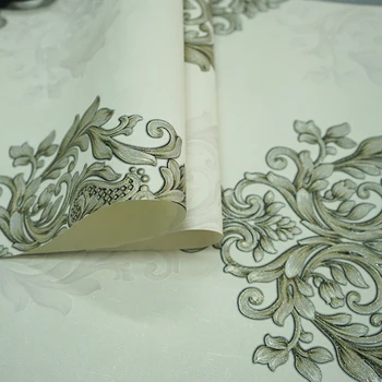 Luksusa Bēša Sudraba Gofrēta Tekstūra 3D Svītrainām Damask Tapetes Rullis Sienas Guļamistabā, viesistabā, Mājas Dekoru, Sienas Grāmata