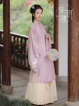 Hanfu Kleita Sieviešu Oriģinālā Ķīniešu Stilā Pavasara Pasaku Dinastijas Stand-up Apkakle Tērpu Kostīmu Pilns Komplekts Tradicionālo Hanfu Kleitas