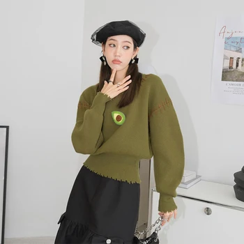 XIZIHUPAN Salds Raibs Plāksteris Džemperis Sievietēm Apaļu Kakla garām Piedurknēm Pulcējās Vidukļa Colorblock Džemperi Sieviešu Apģērbu 2021