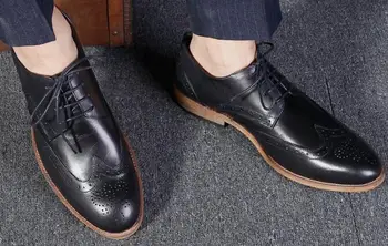 Augstas Kvalitātes Vasaras Mežģīnes up Gadījuma Derby apavi kurpes vīriešiem Īstas Ādas Vīriešu kurpes Klasika Cirsts kleita Vīriešiem kurpes