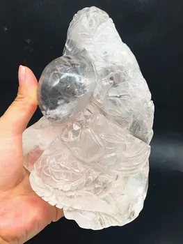 Dabiskās kvarca kristāla baltā kristāla cirsts dragon ball rotājumi mājas apdare