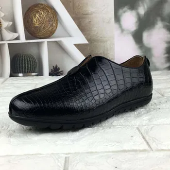 Ousidun jaunais krokodils Vīriešu apavi, zemas frekvences Patiesu krokodila ādas vīriešu kurpes gumijas kurpes zole Mīksta grunts vīriešiem kurpes