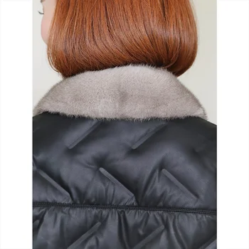 Haining ādas dūnu jaka ādas apģērbu sieviešu vidū un ilgi ir 2021. ziemas drēbes jaunas slim fit aitu kažokādas, ūdeles, kažoku