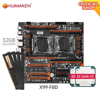 HUANANZHI X99 F8D X99 Pamatplate, Intel Dual ar Intel XEON E5 2696 V3*2 ar 4*8GB DDR4 NON-ECC atmiņas combo kit NVME USB