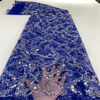 Madison rokām Darinātas Krelles Sequin Mežģīņu Auduma Sequin Puse Kāzu Izšuvumi Āfrikas Populārākajiem Augsta Kvalitāte par Aso-ebi kleita