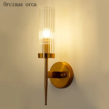 Postmodernisma zelta ekstravagants dubultā galva sienas lampa dzīvojamo istabu, koridora, guļamistabas gultas lampa Ziemeļvalstu radošo stikla sienas lampas