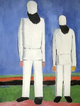 Augstas kvalitātes Audekls, Eļļas glezna Reprodukcijas Divas Vīriešu Figūras (1932) Ar Kazimir Malevich puses, krāsotas