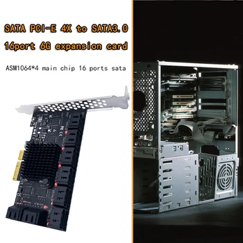 Chia Ieguves Stāvvadu SATA PCIE Paplašināšanas Karti PCI Express 4X 16 Ostām SATA 3.0 6Gbps PCI-E SATA III Reizinātājs Cietā Diska Adapteri,