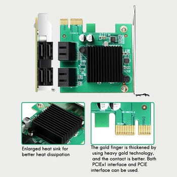 SATA PCIE Paplašināšanas Karti PCI-E, lai 4-Port SATA3.0 6 gb / s Adapteris Karte Nodrošina Karstā Pārnese, SATA Interfeiss
