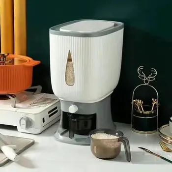 10KG Virtuves Uzglabāšanas Kaste Rīsu Cilindrs ar Miltiem Noslēgtā Mucā Mitrumu Noslēgtā Rīsu Kausa Dozatoru ar Mērīšanas Kauss
