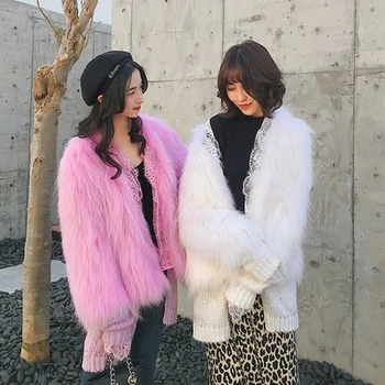 Top zīmolu Stils, Augstas klases Sievietēm Jaunā Modes Faux Fur Coat 19C29 augstas kvalitātes