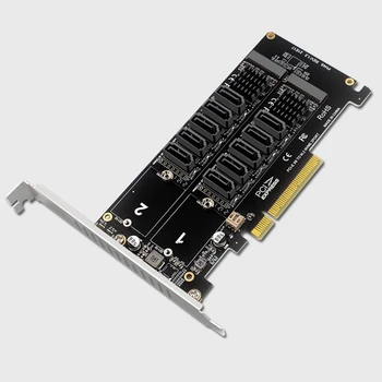 PCI-E Paplašināšanas Kartes Dual NVME RAID PCI-E X8 Sadalīt Karti ar SATA 10-Portu Adapteri Kartes JMB585 Čipu Atbalsta PCI-E3.0 4.0