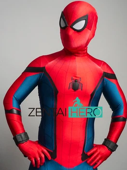 Jaunu Ierodas Tumši Zila Homecoming Varonis Cosplay Kostīmu 3D Iespiesti Halloween Bodysuit ar Ādas un Logo