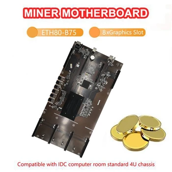 ETH80 B75 BTC Miner Mātesplati+4G DDR3 1600 RAM 8XPCIE 16X LGA1155 Atbalsta 1660 2070 3090 RX580 Grafikas Karte
