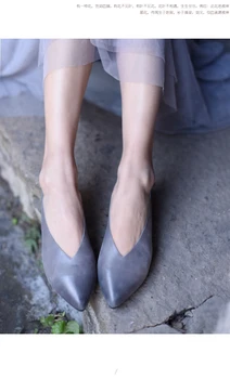 Careaymade-Govs Ādas sekla norādīja viena kurpes sieviešu literatūra, māksla, RETRO ērti tīrs roku darbs dzīvoklis mīksto zoli kurpes