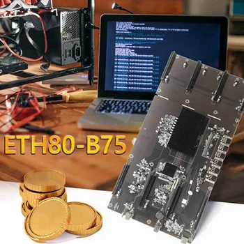 ETH80 B75 BTC Miner Mātesplati+4G DDR3 1600 RAM+Switch Kabeli 8XPCIE 16X LGA1155 Atbalsta 1660 2070 3090 Grafikas Karte