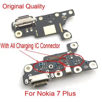 50GAB Nokia 7 Plus USB Ports Uzlādes Lādētājs Dock Savienotājs Ar Mic Flex Kabelis Valdes Nokia X5 5.1 Plus X6 6.1 Plus