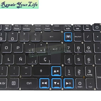 RGB latīņu spāņu backlit tastatūra Acer Helios 300 PH315-52 PH317-53 PH317-52 AN515-54 Spēlētāji portatīvo DATORU klaviatūras LG5P-N90BL