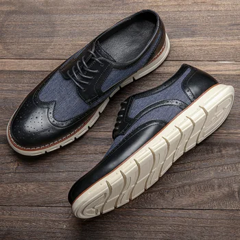 Ikdienas apavi vīriešiem Izmēriem 8-12 zīmols Vīriešiem kurpes ir 2021. modes ērti Ādas apavi vīriešiem
