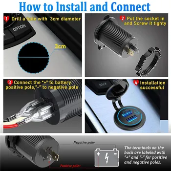 4 Pack12V USB Kontaktligzdai Ātri Uzlādēt 3.0 Dual USB Strāvas Kontaktligzdai ar Pieskārienu Pārslēgt Ūdensizturīgs DIY Komplektu Automašīnu, Laivu Jūras Autobuss, Kravas automašīna