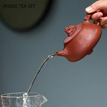 Yixing Roku darbs tējas katlā, Violeta Māla Akmens scoop Tējkannas skaistums tējkanna Neapstrādātu rūdu Teaware Tie Guanyin Ķīnas Tējas Ceremoniju Dāvanu 240ml