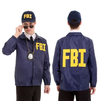 Saģērbt FIB Aģents Policijas Vienotu Bule Top & Cepuri Tērpu, Masku Apģērbs Bērniem Pieaugušo Policijas Cosplay Kostīms
