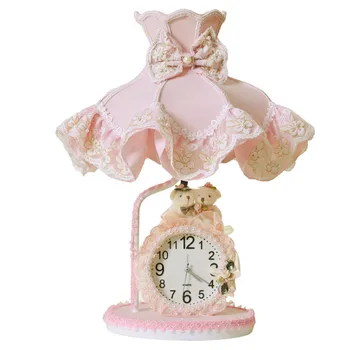 Eiropas guļamistabas gultas lampa princese istabas meitene rozā bērnu mežģīņu galda lampa, dzimšanas dienu, kāzu dāvanu galda lampa LB022110