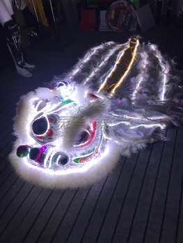 Vilnas Dienvidu Lauva Naktsklubs Dragon Dance Bar Skatuves šovs apģērbu Baltās gaismas LED Krāsains Lauva Deju kostīms