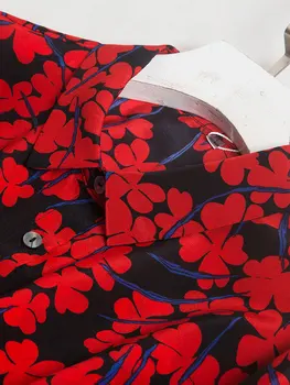 Ir 2021. Modes Sieviešu Apģērbu Jauna Rudens Iespiests Sarkans Mulberry Zīda Krekls franču Mazākumtautību Dizainers Gadījuma Sieviešu Krekls