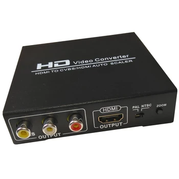 HDMI CVBS RCA, HDMI Pārveidotājs 1080P PAL, NTSC protokols HDCP AV Composite Video Audio Adapteris 3,5 mm Austiņu tālummaiņas func