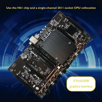 X79 H61 BTC Ieguves Mātesplati ar 5X6Pin Duālais 8Pin Kabeļu 5X PCI-E 8X LGA 2011 DDR3 Atbalstu 3060 3080 GPU, lai BTC