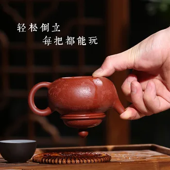 Violeta smilšu tējas komplekts izģērbies rūdas dahongpao tējkanna tīra rokasgrāmata mingyuan, violeta arenaceous dāvanu cirsts pūķis modelis