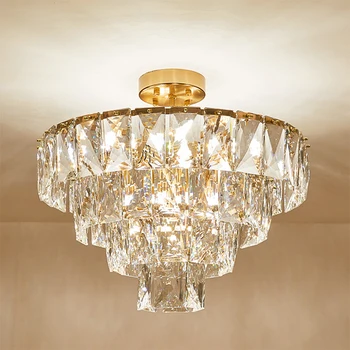 Mūsdienu LED pendant gaismas zelta luksusa K9 kristāla kulons lampas dzīvojamā istabā viesnīcā droplight Balkona karājas Zālē Ieeja