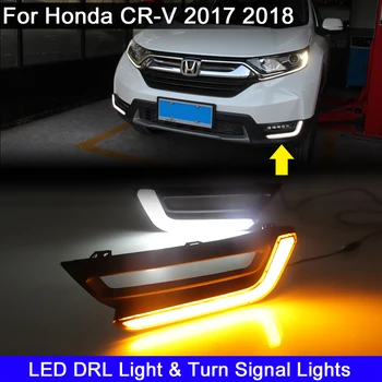2gab LED Miglas Lukturis Baltā DRL Dienas Braukšanas Dienas Gaismas Dzintara Pagrieziena Signāla Gaismu Honda CR-V CRV 2017 2018