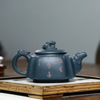 270ml Master Violetā Māla Tējkannas Roku darbs Zivju Modelis Tējas Katlā Neapstrādātu Rūdu Azure Dubļu Tējkanna Ķīnas Zisha Tējas Iestatīt Pielāgotā