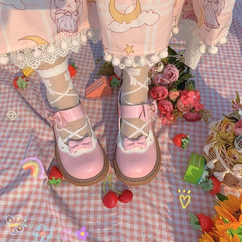 Foršas Meitenes Platformu Studentu Kawaii Japāņu Tējas Dzeršanas Cosplay Cute Anime Lolita Kurpes Apaļu Purngalu Harajuku Jk Loli Vienādu Kurpju