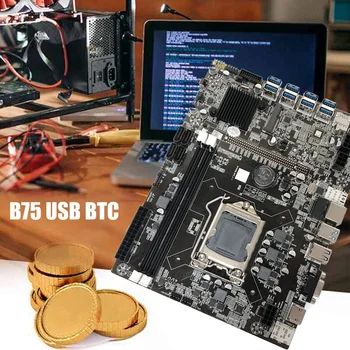 B75 BTC Ieguves Mātesplati+G540 CPU+SATA Kabeli LGA1155 8XPCIE USB Adapteri DDR3 MSATA B75 USB BTC Miner Mātesplati