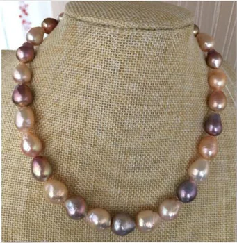 Krāšņs dienvidu jūras baroka zelta, rozā, lavandas pērle necklace18inch 14k bezmaksas piegāde