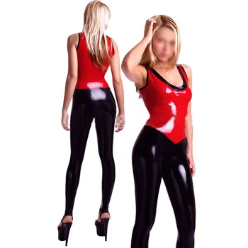 Bez piedurknēm Lateksa Catsuit Sievietēm Viens Gabals Gumijas Fetišs Jumpsuit Izdilis Plus Lieluma Bodysuit Clubwear LC075