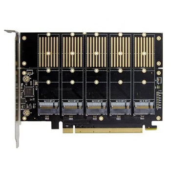 PCIe Gen3 X16 līdz 5-Port M. 2 NGFF B-Atslēga SATA 6Gbps Adapter Paplašināšanas Karti SATA 3.0 5X B-Atslēga SSD diskus ar SATA Datu Kabeli