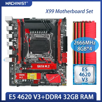 ATSLĒDZNIEKS X99 mātesplati LGA 2011-3 set komplekts ar Intel xeon E5 4620 V3 procesors DDR4 32GB(4*8GB) 2666MHz RAM atmiņas X99-RS9