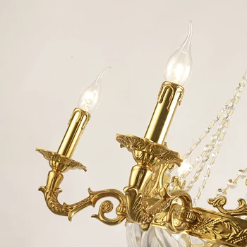 Franču zelta Led svečturi Restorāns lustras apgaismojums apturēšanu vara lampas Luksusa Mūsdienu Lustra E14 svece lampe