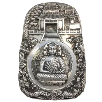 Kolekciju Ķīnas Tibetas Sudraba Cupronickel Budas Statuja Inkstone Yantai Tintes Kasetne Apdare Kolekcija Galda Rotājumi