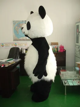 Jaunu Karstā pārdošanas garspalvains Panda Bear Dzīvnieku Talismans Kostīmu Lomu spēlē Spēli, Pieaugušo Izmērs Karikatūra Talismans Raksturs Kostīms