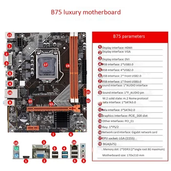 B75 Mātesplati M-ATX Datoru Mātesplati M. 2 LGA1155 Atbalsta 2*8G DDR3 Dual Channel for i3 i5 i7 CPU