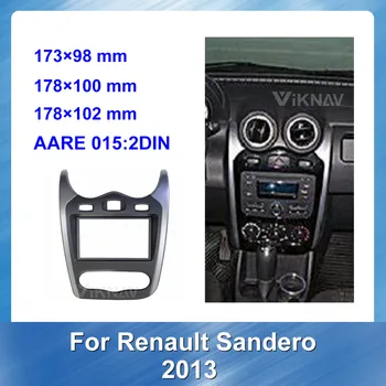 Automašīnas Radio Fascijas par RENAULT SANDERO 2013 Automašīnas pielāgošanas DVD rāmi, Paneli, Auto Paneļa Stereo Plāksnes Rāmis Auto Bezel TUMŠI SUDRABA
