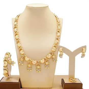 Yulaili American Diamond Apskaut un Skūpstīt XX Liels Rotaslietu Komplekts Karstā Pārdošanas Dubai Gold Plated Lielo Teddy Bear, es Mīlu Jūs Juvelierizstrādājumu Komplekts X0021