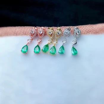 Pārdošanā elegants zaļais smaragda akmens auskari sievietēm auskari labu krāsu dabisko dārgakmeņu rotājumu dzimšanas dienas svinības jubilejas sudraba dāvanu