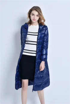 Dūnu Jaka Sieviešu Viegls Slim-fit korejiešu Versija, Jaunas Ziemas apģērbi Plus Ilgi Sievietes ir Super Ilgi, Pār-the-ceļgala Kapuci