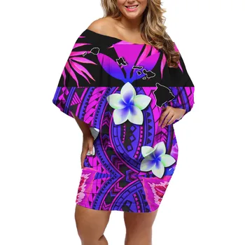 HYCOOL ir 2021. Hawaii Bodycon Kleita Sievietēm Pie Pleca Vasaras Dzeltenā krāsā bez Piedurknēm Midi Polinēzijas Cilšu Grupa Sexy Kleitas Beach